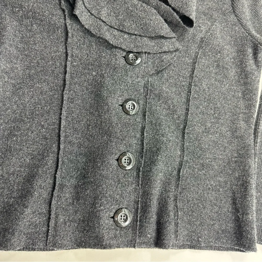 Alfani 100% Wool Black Jacket Triple Layer Collar Button Up Petite Small EUC